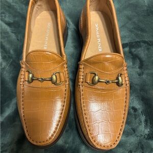 Donald J. Pliner Women’s Tan Leather  Croc Horsebit Loafers